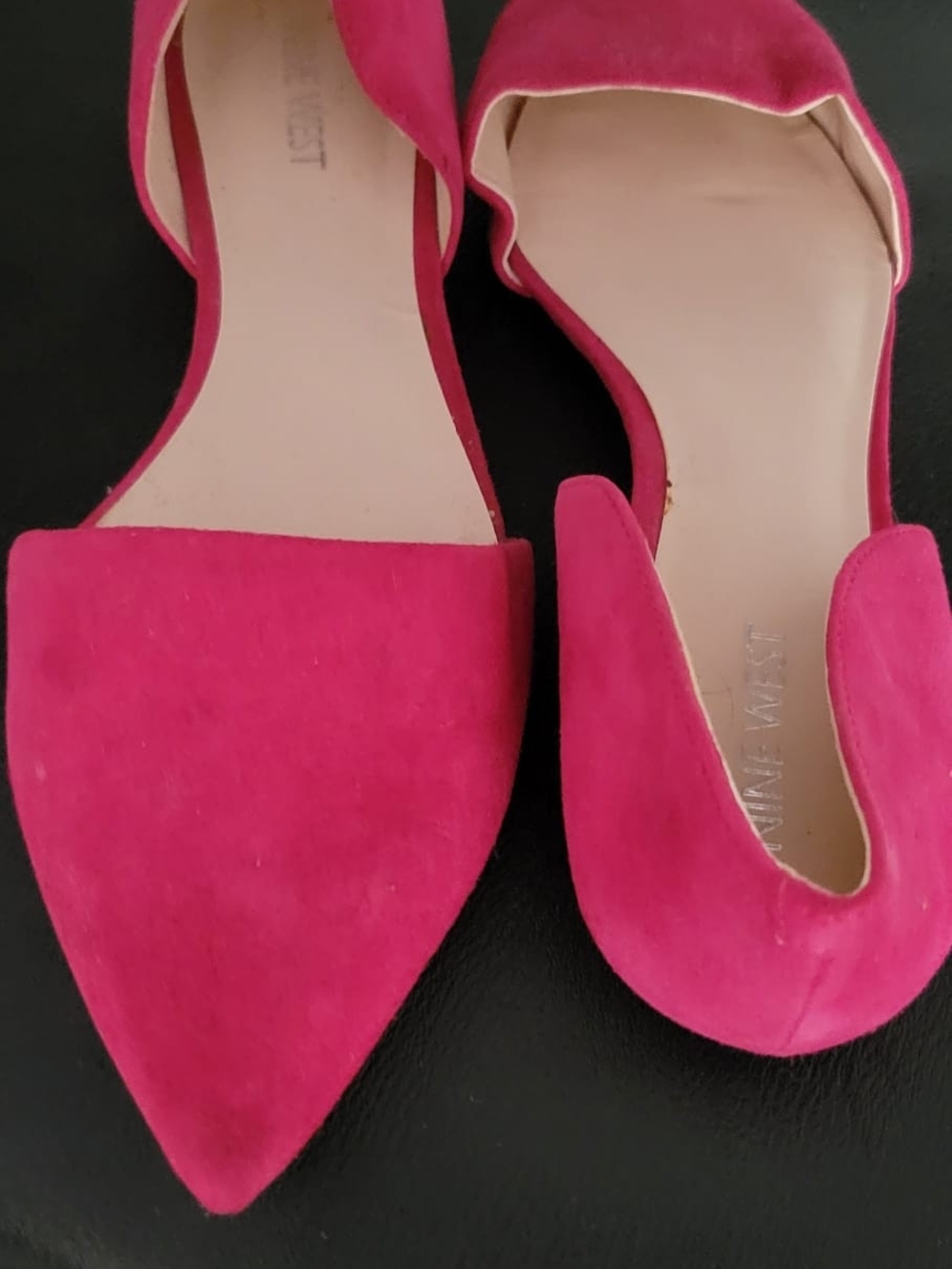 Nine West Hot Pink Suede Pointed D'Orsay Flats